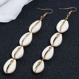 BALI | Cowrie Sea Shell Boho Drop Dangle Earrings